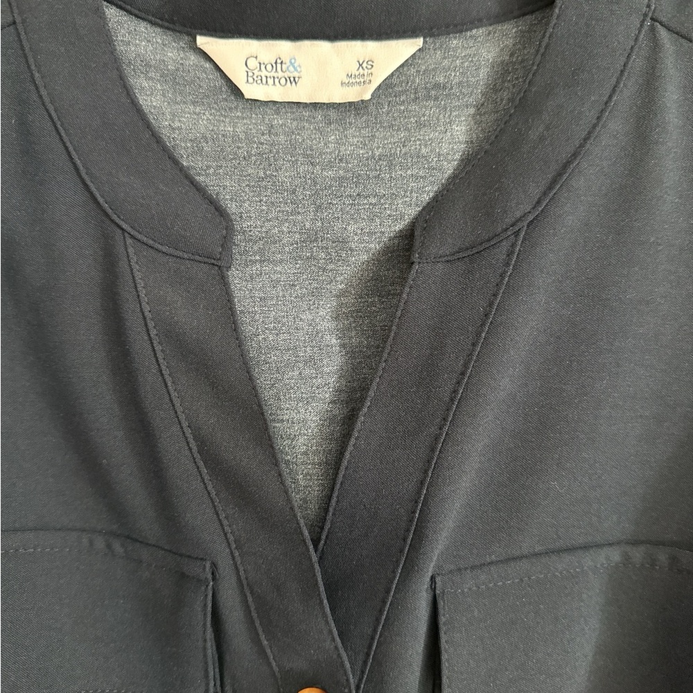 Croft & Barrow Navy Sleeveless Button-Front Maxi Dress Floral Print Pockets - Picture 4 of 4